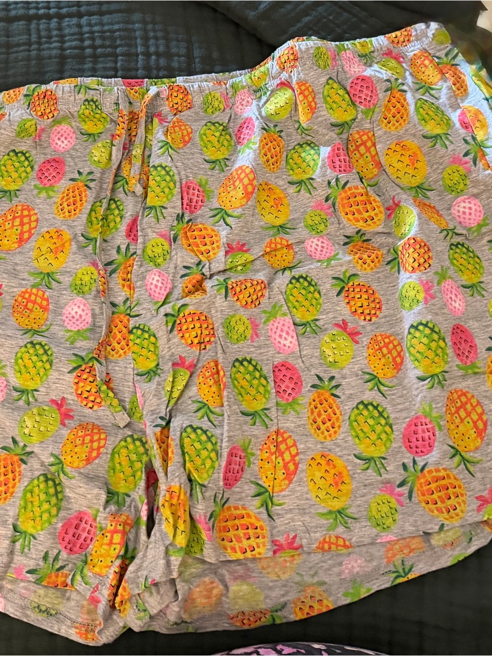 Avenue Pineapple Print Shorts - Gray with Yellow, Green & Pink